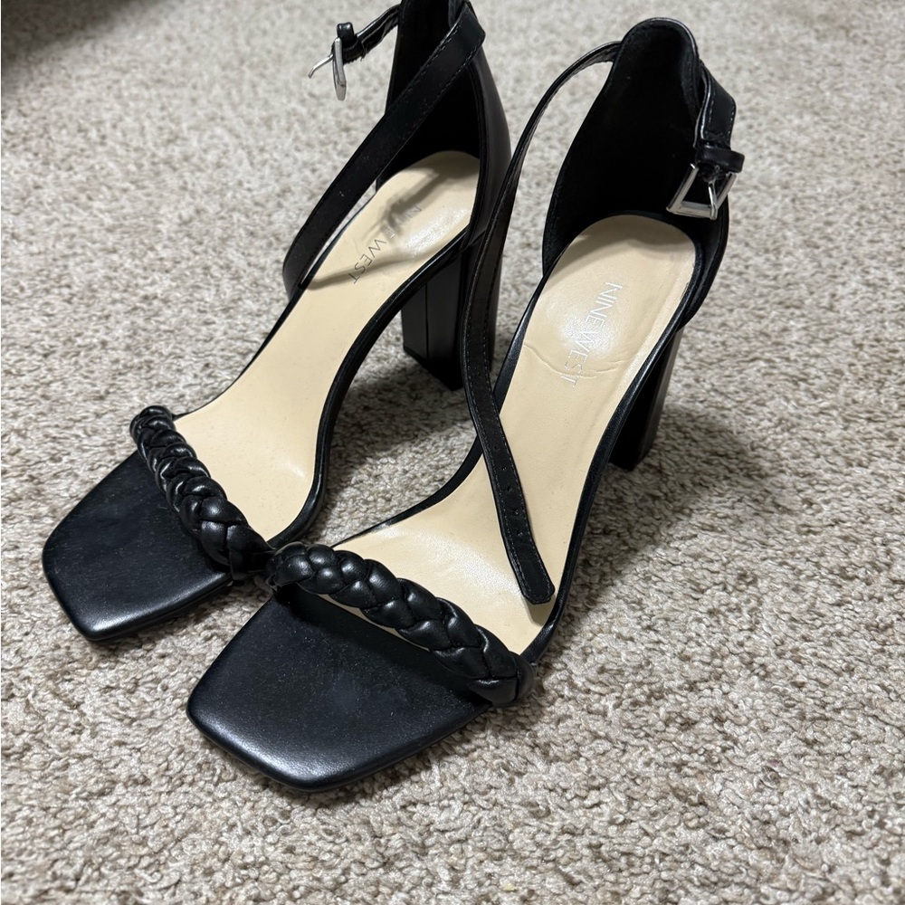 Nine West Black Stiletto Heels with Ankle Strap